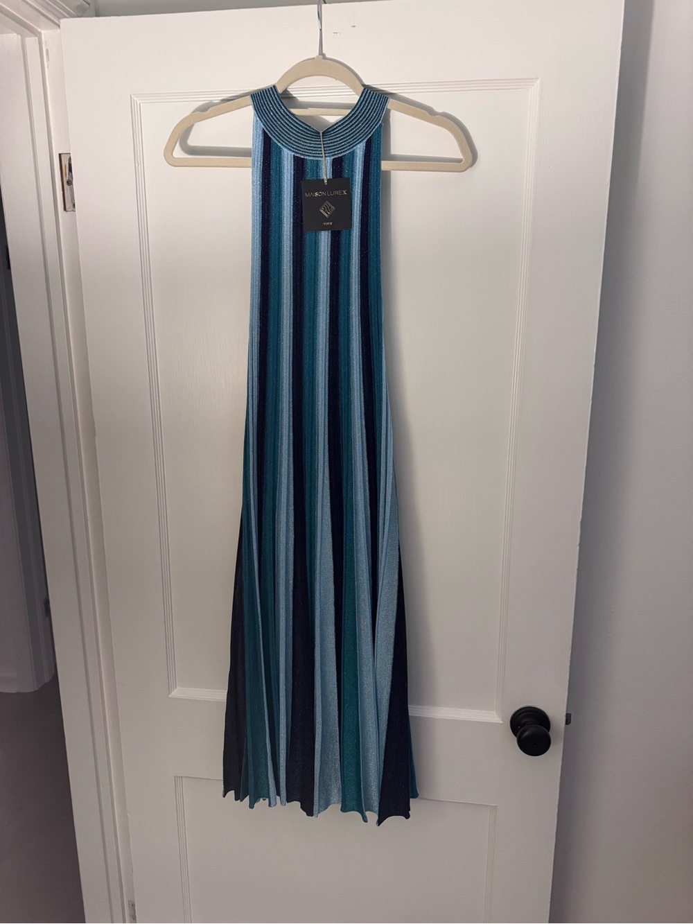 Windsor Blue Striped Halter Midi Dress